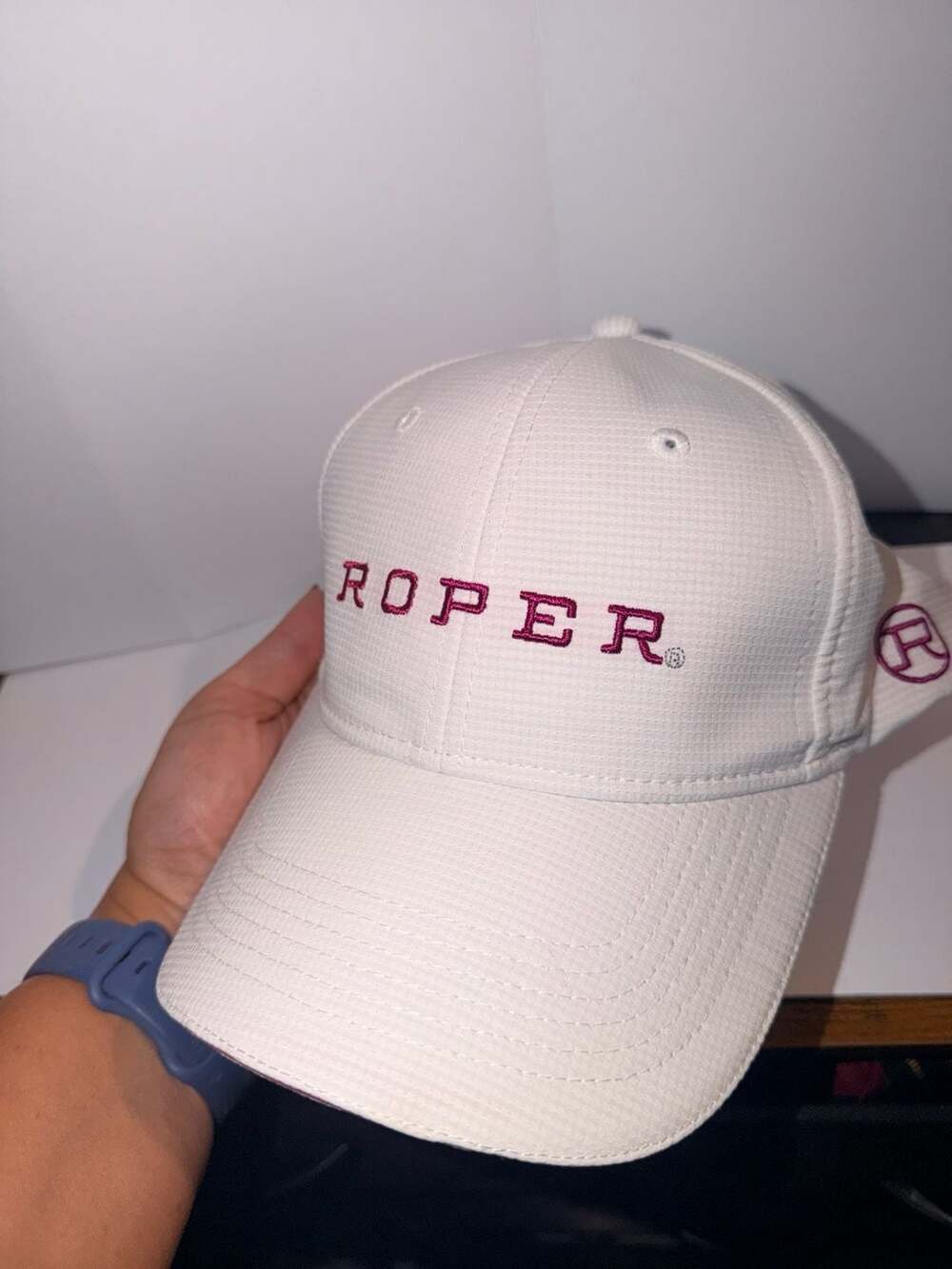 Roper Ouray Sportswear White Pink Adjustable Baseball Cap Hat Signed